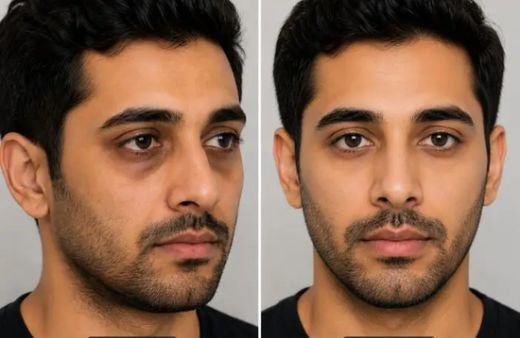 Under-eye hollowing and vascular dark circles that need clinic treatment